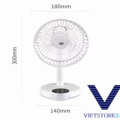 Quạt Sạc DP-7626 Cảm Ứng Có Đèn VT - Hàng chính hãng