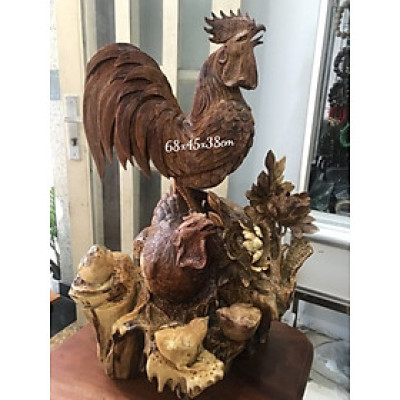 Tượng Gỗ Mỹ Nghệ Chạm Hình Gia Đình Gà Gỗ Hương Hàng Vip Đẹp Liền Khối Cao 68cm đk 45cm Sâu 38cm Ý Nghĩa Biểu Tượng Gia Đình Hạnh Phúc Anh Chị Trưng Phòng Khách ở Nhà , Công Ty đẹp sang trọng ạ