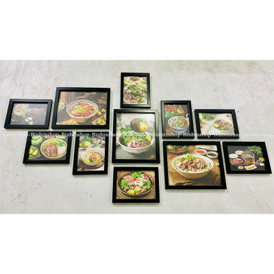 (ẢNH THẬT) KHUNG ẢNH TREO TƯỜNG TRANG TRÍ QUÁN PHỞ BÒ KÈM ĐINH TREO