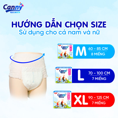 Tã/Bỉm Quần Người Lớn Canny Siêu Mềm, Siêu Thấm, Kháng Khuẩn Size L7 (7 Miếng)