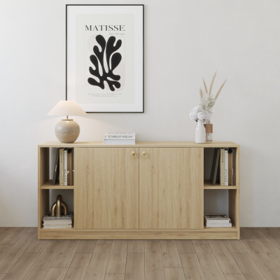 HAPPY FURNITURE , Tủ lưu trữ 2 cửa mở - MERI , TLT_057 , 150cm x 40cm x 70cm DxRxC