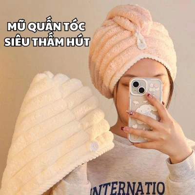 Khăn/Mũ Trùm Tóc Lau Khô – Chăm Sóc Tóc Hiệu Quả, Dùng Tại Nhà & Du Lịch