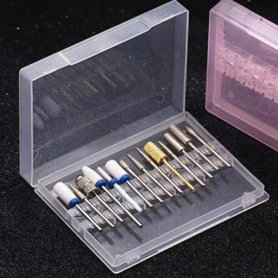 Hộp Đựng 14 Đầu Mài Nhựa Trong Plastic Tiện Lợi Bảo Vệ Đầu Mài Làm Nail Khỏi Bụi Bẩn, Chống Va Đập, Có Nắp Đậy Giúp Đầu Mài Luôn Sạch Sẽ, Dễ Vệ Sinh