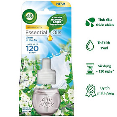 [Sử dụng điện 220V] Chai tinh dầu cắm điện Air Wick Refill AWK2342 Linen In The Air 19ml (Hương hoa táo)