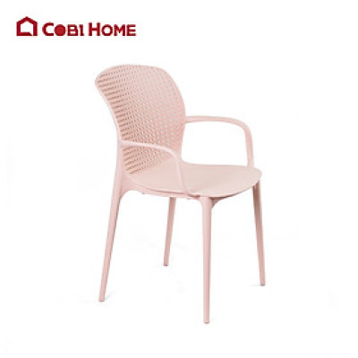 Ghế nhựa đúc nguyên khối lưng tựa lỗ thoáng  có tay vịn