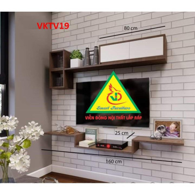 Bộ Kệ Ti Vi Treo Tường Trang Trí VKTV17 - Nội Thất Lắp Ráp