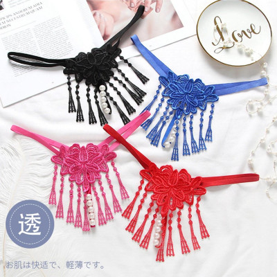 Quần lót nữ lọt khe phối ren két dây - Màu hồng