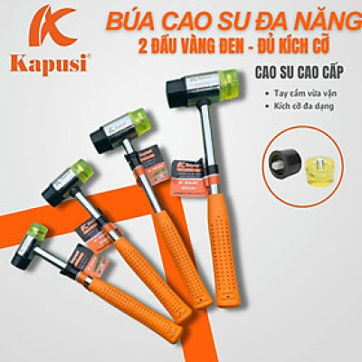 Búa cao su đa năng 2 đầu vàng đen KAPUSI đủ kích cỡ