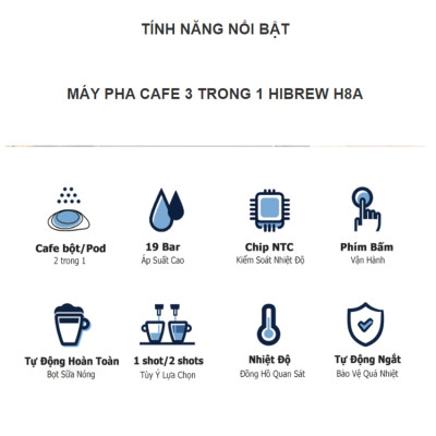 Máy pha cà phê Espresso chuyên nghiệp thương hiệu Mỹ HiBREW cao cấp H8A - Hàng Nhập Khẩu
