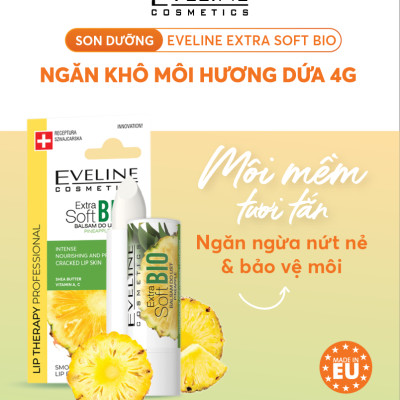  Son dưỡng Eveline Extrasoft Bio ngăn khô môi hương dứa 4g