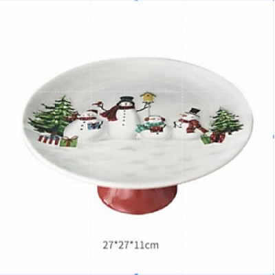 Đĩa Bánh Người Tuyết Trang Trí D27Cm | Index Living Mall | Nhập Khẩu Thái Lan
