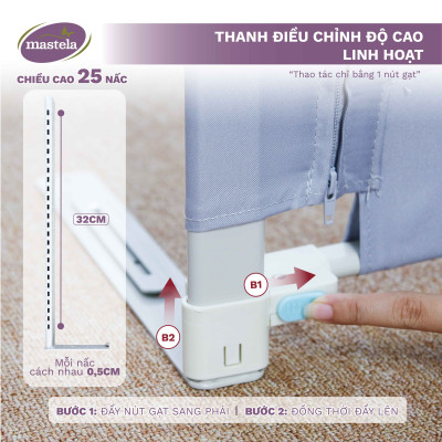 Thanh chắn giường điều chỉnh độ cao Mastela 015 hình dễ thương 2.0M/1.8M