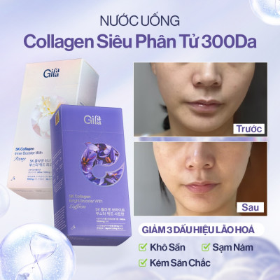 COMBO 2 HỘP NƯỚC UỐNG COLLAGEN GILAA SIÊU PHÂN TỬ 300DA TRẺ HÓA (20g x 15 gói/hộp)