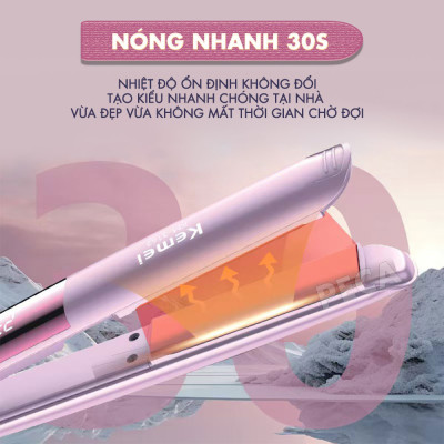 Máy duỗi tóc Kemei KM-3142 điều chỉnh 10 mức nhiệt sử dụng được cho mọi loại tóc - Hàng chính hãng