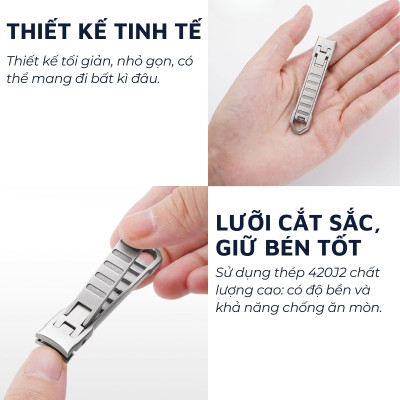 Bấm móng tay DandiHome slim siêu mỏng, siêu nhẹ - Tặng kèm hộp đựng và móc khóa