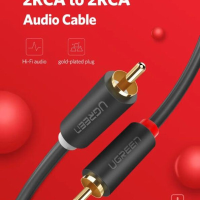 Ugreen UG10519AV104TK 3M màu Đen Cáp âm thanh Bông sen 2 ra 2 dương - HÀNG CHÍNH HÃNG