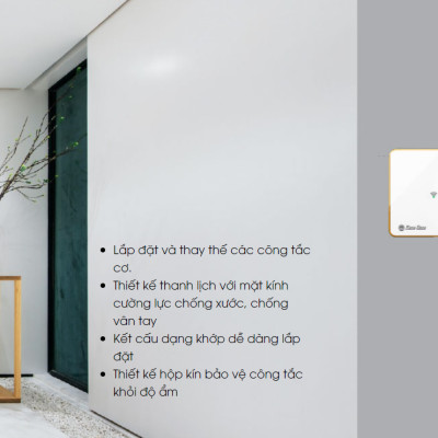 Công tắc cảm ứng Rạng Đông RD-CT.01.WF điều khiển thiết bị từ xa, mặt kính cường lực chống xước, 1 nút bấm - Hàng chính hãng