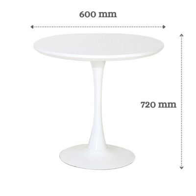 Bàn tròn café 60 cm màu trắng Bàn tròn chân trụ lõi thép mặt composite cao cấp TE Tulip – 06 S