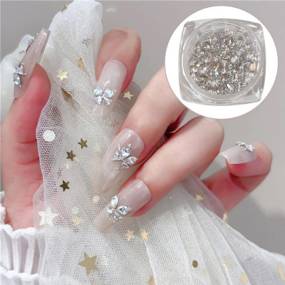 Đá Mini Tạo Hình Tim Bướm Siêu Sáng Chân Bằng, Mix Kiểu Size Khoảng 100 Viên Gắn Móng, Hình Giọt Sương, Tam Giác Siêu Xinh Phong Cách Hàn Quốc