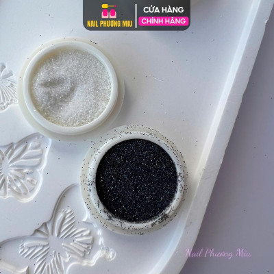 Set Nhũ Rắc Đen Trắng 6 Hũ, Chất Liệu Tinh Thể Kim Cương Siêu Sáng, Trang Trí Móng Lung Linh, Dành Cho Thợ Làm Nail Nữ Women