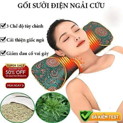 Gối Massage Ngải Cứu Làm Nóng – Thư Giãn Vai Gáy, Giảm Nhức Mỏi Hiệu Quả