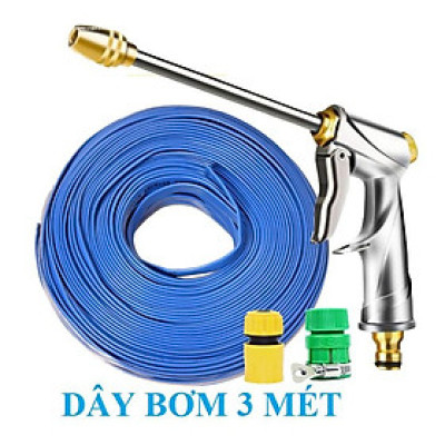 ️ Bộ dây vòi xịt nước rửa xe,tưới cây ,tăng áp 3 lần,loại 3m,5m 206701-2 đầu đồng,cút,nối nhựa+ mở chai