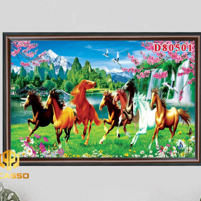 D805 34 Tranh kính Bát mã tung hoành (Được chọn mẫu)
