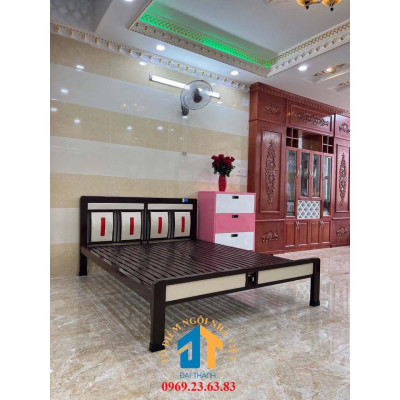 Giường sắt kiểu gỗ ĐẠI THÀNH nhiều kích thước 1mx2m đến 1m8x2m