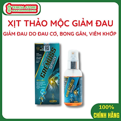 Xịt giảm đau khớp thảo dược Vạn Sinh Châu Gremuss Spray chai 50ml dùng cho bong gân, chấn thương, căng cơ bắp