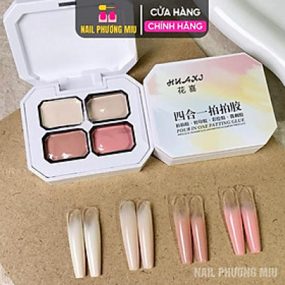 Set Gel Dặm Ombre 4 Màu Huaxi Bảng A Tông Màu Nude Tôn Da Làm Nail Đẹp Dịu Dàng, Chất Gel Siêu Mịn Mướt Không Cần Pha Bột