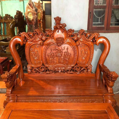 bộ bàn ghế nghê phượng gỗ hương đá