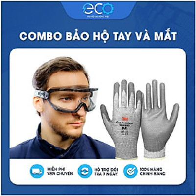 Combo Kính bảo hộ Delta Plus và găng tay chống cắt 3M cấp độ 5