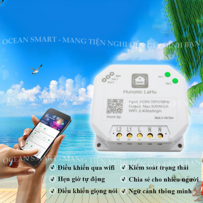 Công Tắc Wifi Lahu, Công Tắc Thông Minh Hẹn Giờ Không Cần Internet RTC HUNONIC, Công Suất Lên Đến 4000W - LAHU