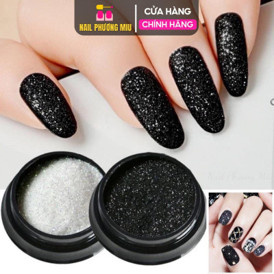 Set Nhũ Rắc Đen Trắng 6 Hũ, Chất Liệu Tinh Thể Kim Cương Siêu Sáng, Trang Trí Móng Lung Linh, Dành Cho Thợ Làm Nail Nữ Women
