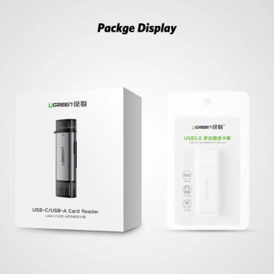 Ugreen UG50706CM185TK Màu Xám Đầu đọc thẻ nhớ TYPE C + USB 3.0 sang TF + SD - HÀNG CHÍNH HÃNG