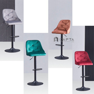 Ghế quầy bar nhập khẩu CB2264A-F Nội thất Capta Chân sơn tĩnh điện màu đen nệm bọc vải nhung