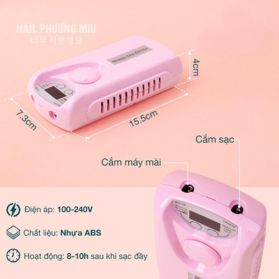 Máy Mài Móng Tích Điện EN101 Tay Đen Cao Cấp, Công Suất 30,000 RPM, Pin Tích Điện Gọn Nhẹ, Dễ Dùng Cho Làm Nail Chuyên Nghiệp