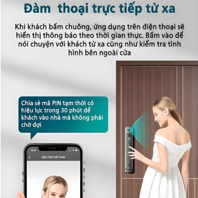 Bộ khóa cửa thông minh khuôn mặt 3D Face, vân tay, thẻ từ, mật khẩu và chìa cơ. Thương hiệu Hà Lan cao cấp Philips DDL709-7HWS. Hàng chính hãng