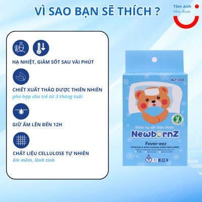 Khăn lau thảo dược hạ sốt NewbornZ cho bé từ 3m