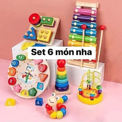 Combo 6 món đồ chơi gỗ montessori