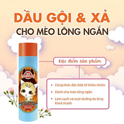 Sữa Tắm Gội Cho Mèo Lông Ngắn / Mèo Lông Dài - Dầu gội và xả Lee&Webster Hàn Quốc -280G