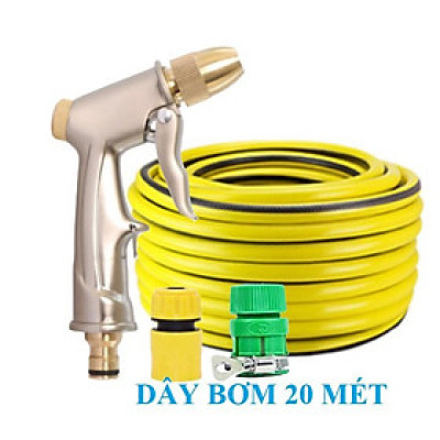 Vòi Xịt Rửa Xe️ Bộ dây vòi xịt nước rửa xe, tưới cây , tăng áp 3 lần, loại 20m 206587 cút sập, + đai