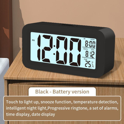 [Hàng chính hãƞg] Đồng Hồ Báo Thức Điện Tử Để Bàn Màn Hình LCD Đa Chức Năng Thời Gian Lịch Báo Thức Nhiệt Độ Decor Decor Phòng Trang trí nhà (tặng kèm pin)