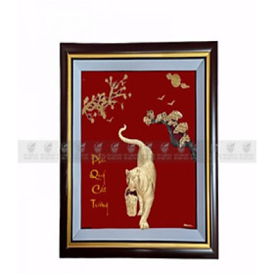 Tranh hổ dát vàng 24k MT GOLD ART (30x30cm)- Hàng chính hãng, trang trí nhà cửa, phòng làm việc, quà tặng sếp, đối tác, khách hàng, tân gia, khai trương 