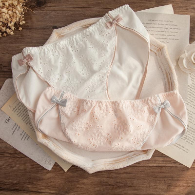 Quần Lót Cotton Retro Eo Giữa Hoạ Tiết Thêu Tinh Tế Hàng Cao Cấp WL82