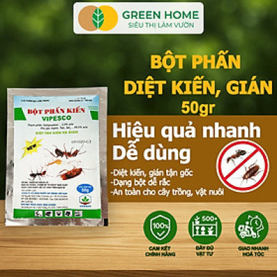 Bột Phấn Kiến Vipesco, GreenHome, Gói 50gr, Hiệu Quả Cao, Dễ Sử Dụng, Diệt Trừ Kiến, Gián