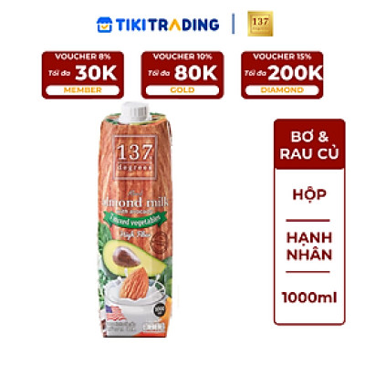 Sữa hạt Hạnh Nhân Bơ & Rau củ 137 DEGREES 1000ml