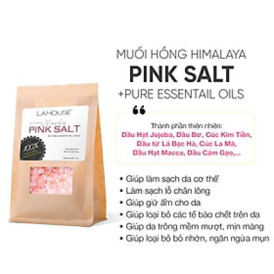Muối tắm dưỡng ẩm, loại bỏ tế bào chết trên da Lá House Himalaya Pink Salt 1kg