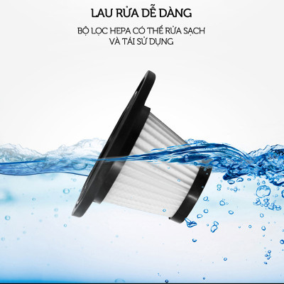 Máy hút bụi cầm tay không dây loại sạc pin dùng cho gia đình XC628 - lực hút 3200kpa - dung lượng 2200mAh - có thể hút bụi khô và nước - màu xám đen - Hàng Chính Hãng