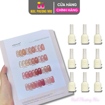 [Chai Lẻ] Sơn Thạch Minayin 12 Màu Tông Hồng Tặng Bảng Màu Cao Cấp Làm Nail, set Sơn Gel Sánh Đặc Mịn Mướt 15ml, Bám Màu Lâu Nữ Sơn Gel Women